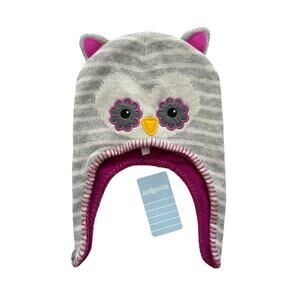 NWT JoJo Maman Bebe Fleece Lined Knit Owl Beanie Hat Size 3-6y
